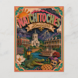 Postal PopCut Estados Natchitoches Louisiana Arte en Pape