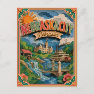 Postal PopCut Estados Nebraska City Nebraska Arte en Pape