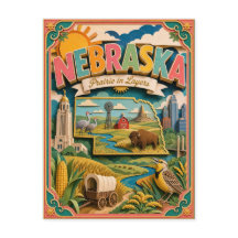 PopCut Estados Nebraska Colorido Arte de Papel 3D