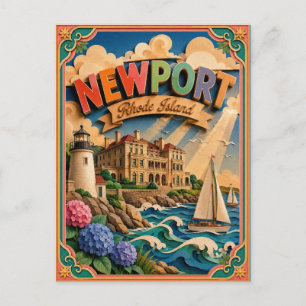 Postal PopCut Estados Newport Rhode Island Arte de Papel
