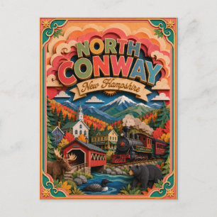 Postal PopCut Estados North Conway New Hampshire Arte de 