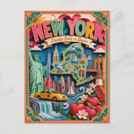 Postal PopCut Estados Nueva York Colorido Arte de Papel 3