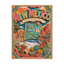 PopCut Estados Nuevo México Colorido Arte de Papel