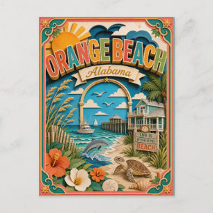Postal PopCut Estados Orange Beach Alabama Arte de Papel