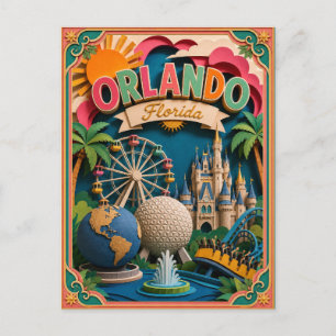 Postal PopCut Estados Orlando Florida Arte de Papel
