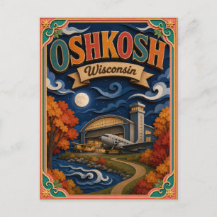 Postal PopCut Estados Oshkosh Wisconsin Arte en Papel