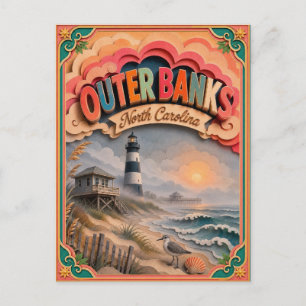 Postal PopCut Estados Outer Banks Carolina del Norte Arte