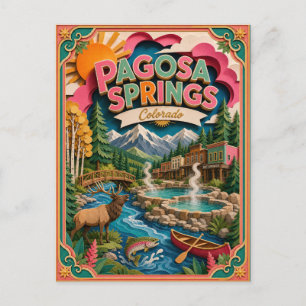 Postal PopCut Estados Pagosa Springs Colorado Arte de Pap