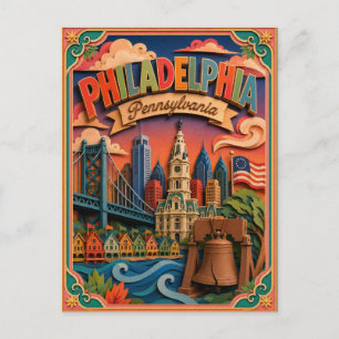 Postal PopCut Estados Philadelphia Pennsylvania Arte de P