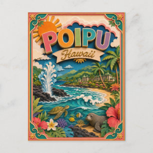 Postal PopCut Estados Poipu Hawaii Arte de Papel