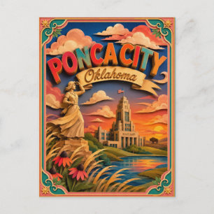 Postal PopCut Estados Ponca City Oklahoma Arte de Papel