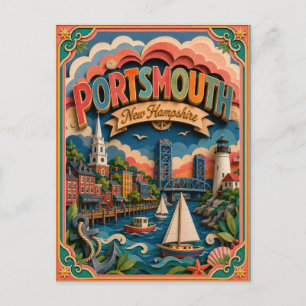 Postal PopCut Estados Portsmouth New Hampshire Arte de Pa