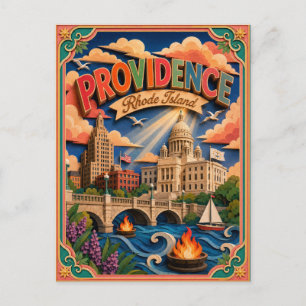 Postal PopCut Estados Providence Rhode Island Arte de Pap