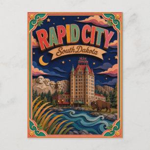 Postal PopCut Estados Rapid City Dakota del Sur Arte de P