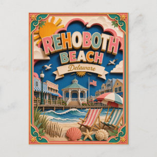 Postal PopCut Estados Rehoboth Beach Delaware Arte de Pap