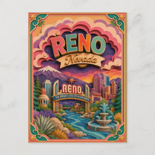 Postal PopCut Estados Reno Nevada Arte de Papel