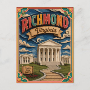 Postal PopCut Estados Richmond Virginia Arte de Papel