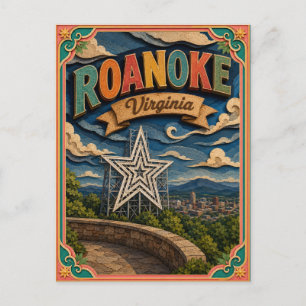 Postal PopCut Estados Roanoke Virginia Arte de Papel