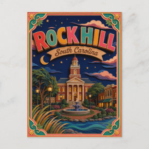 Postal PopCut Estados Rock Hill Carolina del Sur Arte de 