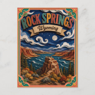 Postal PopCut Estados Rock Springs Wyoming Arte de Papel