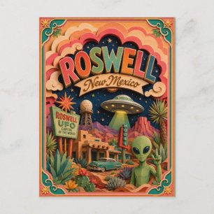 Postal PopCut Estados Roswell Nuevo México Arte de Papel
