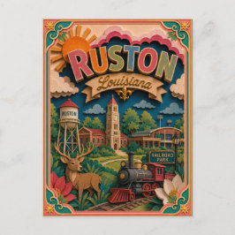 Postal PopCut Estados Ruston Louisiana Arte de Papel