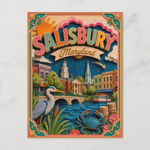 Postal PopCut Estados Salisbury Maryland Arte en Papel