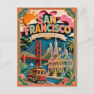 Postal PopCut Estados San Francisco California Arte de Pa
