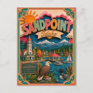 Postal PopCut Estados Sandpoint Idaho Arte en Papel