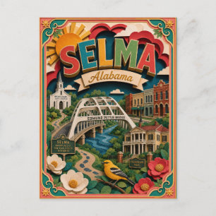 Postal PopCut Estados Selma Alabama Arte de Papel