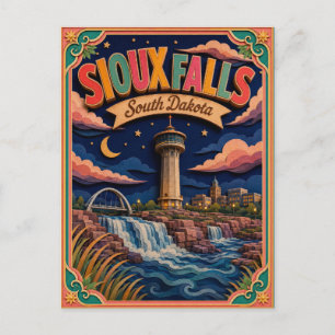 Postal PopCut Estados Sioux Falls Dakota del Sur Arte de