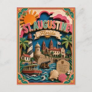 Postal PopCut Estados St. Augustine Florida Arte de Papel