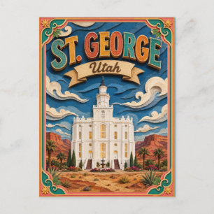 Postal PopCut Estados St. George Utah Arte en Papel