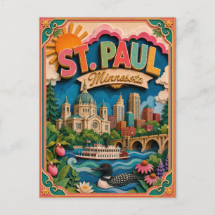 Postal PopCut Estados St. Paul Minnesota Arte en Papel