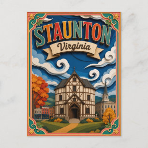 Postal PopCut Estados Staunton Virginia Arte de Papel