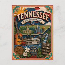 Postal PopCut Estados Tennessee Arte en Papel Colorido 3D