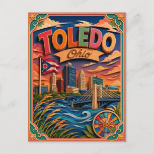 Postal PopCut Estados Toledo Ohio Arte de Papel