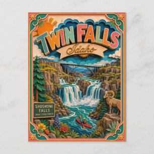 Postal PopCut Estados Twin Falls Idaho Arte en Papel