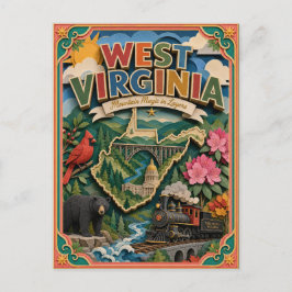 Postal PopCut Estados Unidos Virginia Occidental Colorido