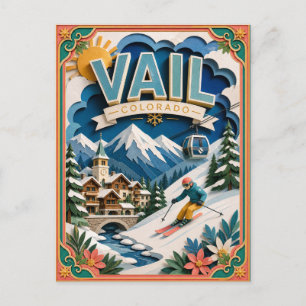 Postal PopCut Estados Vail Colorado Arte de Papel