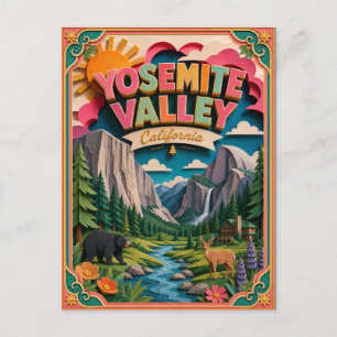 Postal PopCut Estados Valle de Yosemite California Arte d