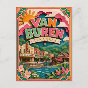 Postal PopCut Estados Van Buren Arkansas Arte de Papel