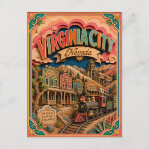 Postal PopCut Estados Virginia City Nevada Arte de Papel