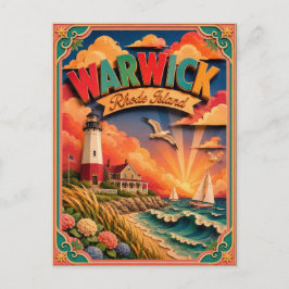 Postal PopCut Estados Warwick Rhode Island Arte de Papel