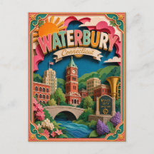 PopCut Estados Waterbury Connecticut Arte de Papel