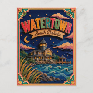 Postal PopCut Estados Watertown Dakota del Sur Arte de Pa
