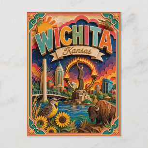 Postal PopCut Estados Wichita Kansas Arte en Papel