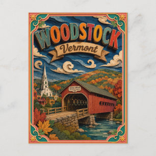 Postal PopCut Estados Woodstock Vermont Arte de Papel