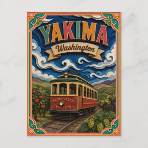 Postal PopCut Estados Yakima Washington Arte de Papel