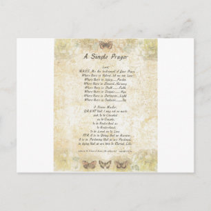 Postal pope francis=st. francis simple oración =butterfli